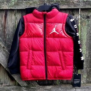 Jordan 2-Fer Jacket Layered-Look Puffer Vest Little Boys Red/Black/White Size 4